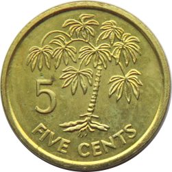 Seychelle-szigetek-2007-5 Cent-Sárgaréz bevonatú acél-UNC-Pénzérme