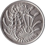 Szingapúr-1967-1985-10 Cents-Réz-Nikkel-VF-Pénzérme
