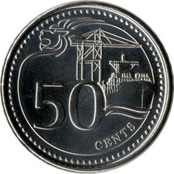 Szingapúr-2013-50 Cents-Nikkelezett acél-UNC-Pénzérme
