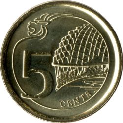 Szingapúr-2013-5 Cents-Sárgaréz bevonatú acél-UNC-Pénzérme