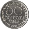 Sri Lanka-1972-1994-50 Cens-Réz-Nikkel-VF-Pénzérme
