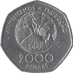 Sao Tomé és Principe-1997-2000 Dobra-Krómozott acél-VF-Pénzérme