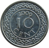 Suriname-2009-10 Cents-Réz-Nikkel-VF-Pénzérme