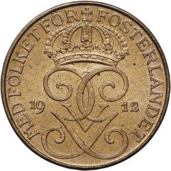 Svédország-1909-1950-1 Öre-Bronz-VF-Pénzérme