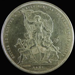 Svájc-1881-5 Francs-Ezüst-Pénzérme