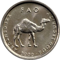 Szomália-2000-10 Shiling-Alumínium-UNC-Pénzérme