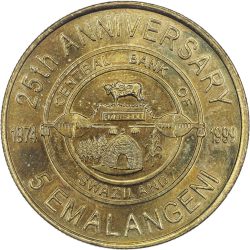 Szwáziföld-1999-5 Emalangeni-Sárgaréz-UNC-Pénzérme
