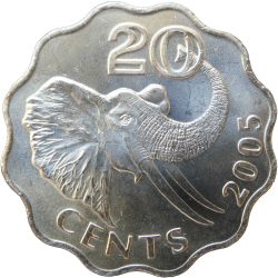 Szwáziföld-2002-20 Cent-Réz-nikkel-UNC-Pénzérme