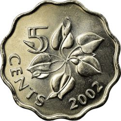 Szwáziföld-2005-5 Cent-Réz-nikkel-UNC-Pénzérme
