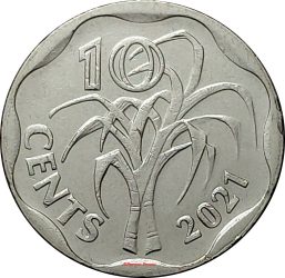 Szwáziföld-2021-10 Cent-Nikkelezett acél-UNC-Pénzérme Szwáziföld-2021-10 Cent-Nikkelezett acél-UNC-Pénzérme