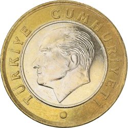 Törökország-2023-1 Lira-Bimetall-VF-Pénzérme