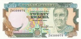 Zambia 1989-1991. 20 Kwacha-UNC