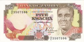 Zambia 1989. 5 Kwacha-UNC