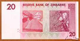 Zimbabwe 2007. 20 Dollars-UNC