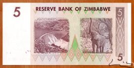 Zimbabwe 2007. 5 Dollars-F